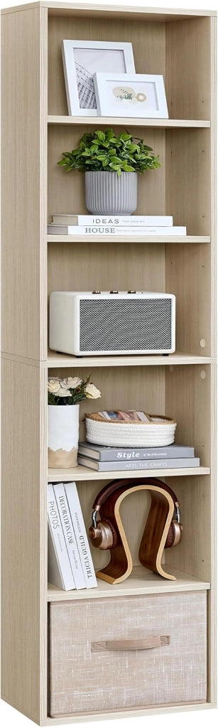 VASAGLE Libreria, Scaffale Libreria a 6 Ripiani, Scaffale Portaoggetti Aperto, 24 x 60 x 178,5 cm, per Soggiorno Studio Sala da Pranzo, Bianco Nuvola LBC169T14
