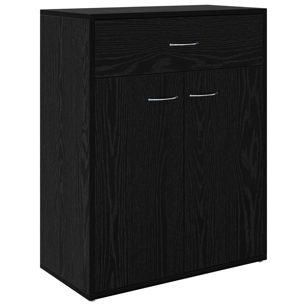 Credenza | Madia | Buffet da pranzo | Armadio da pranzo Rovere Nero 60 x 30 x 75 cm Legno multistrato