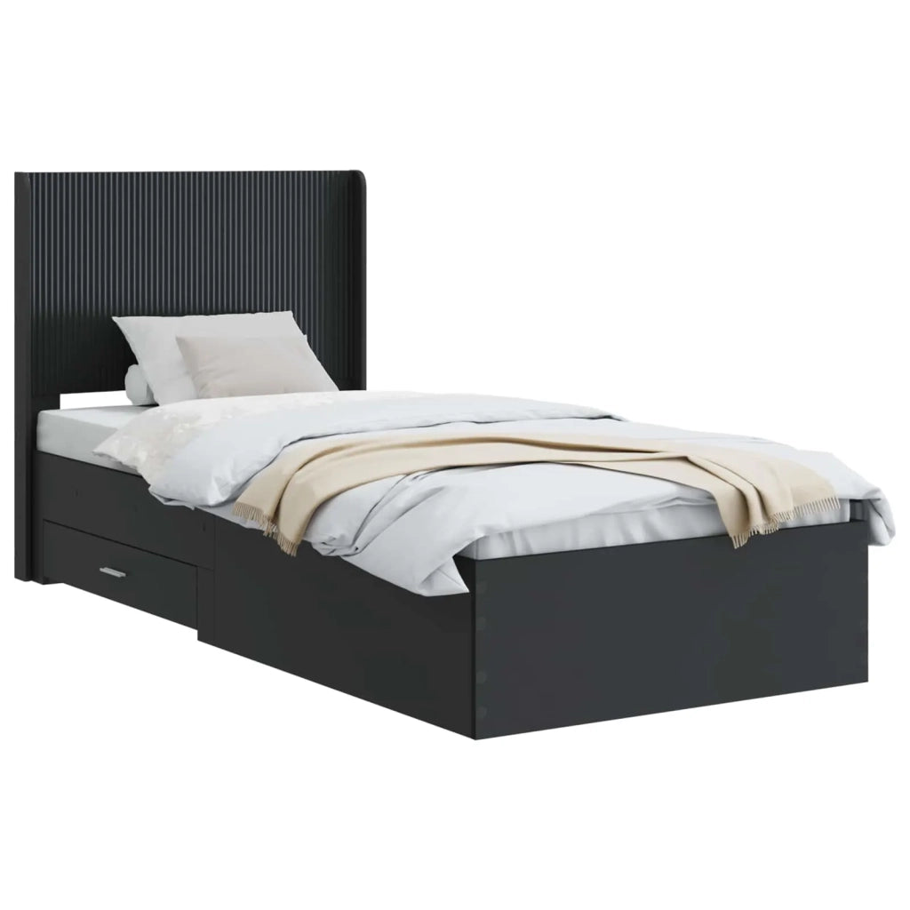 Struttura del letto con stoccaggio e testata Nero 75 x 190 cm 3414166
