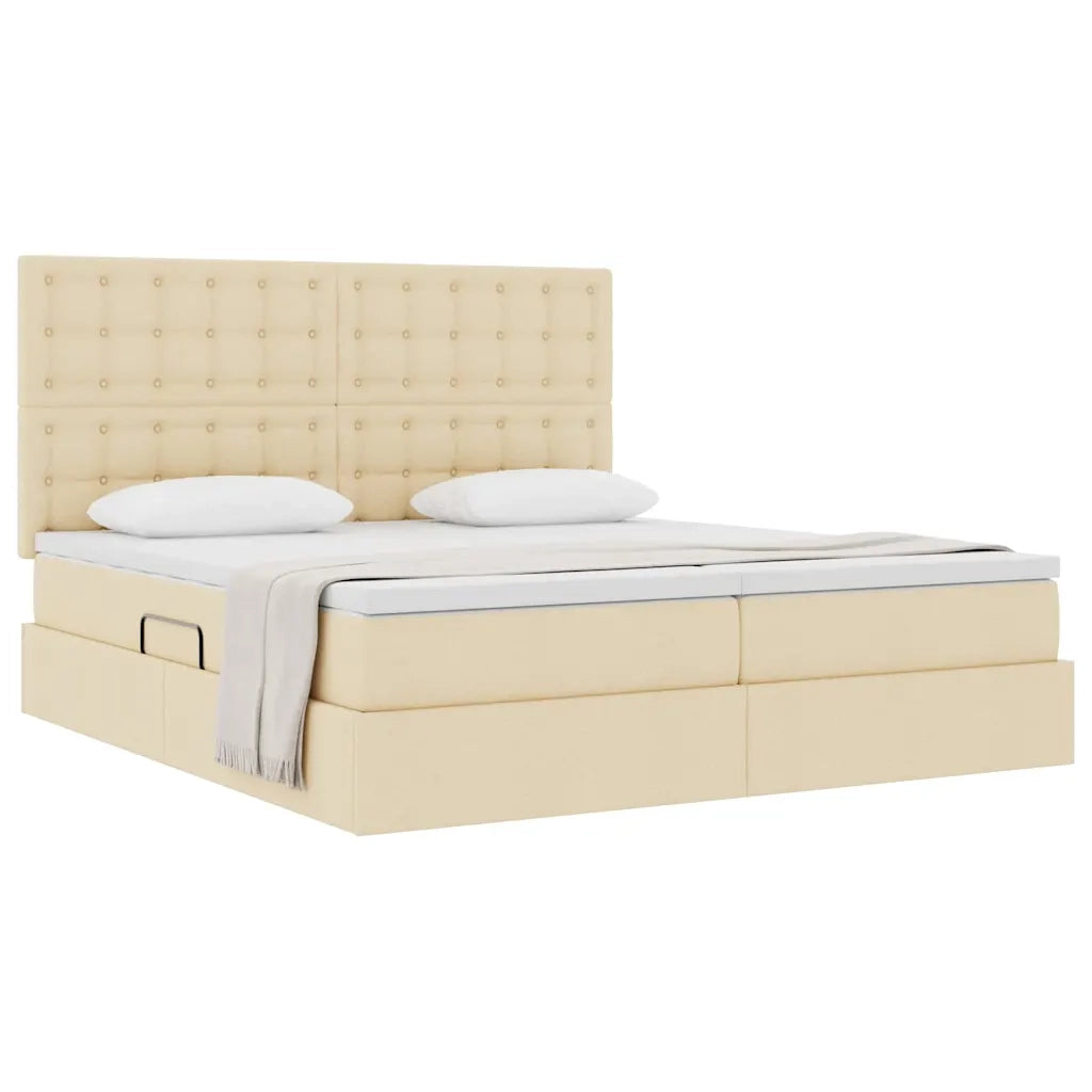 Letto con Contenitore Crema 200 x 200 cm Pelle Sintetica