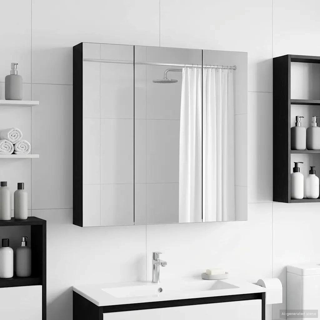 Mobiletto per specchio da bagno Rovere Nero 70 x 14,5 x 70 cm 889088