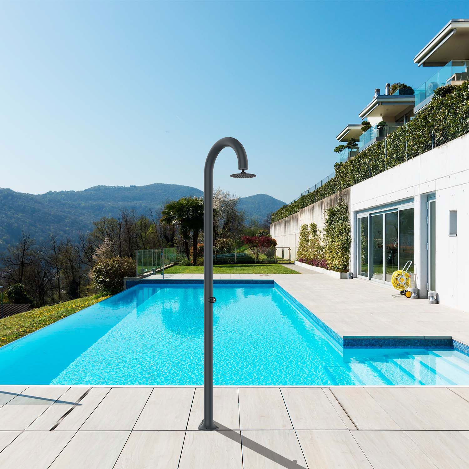 Doccia da Giardino ad Acqua Fredda in Alluminio Temporizzata Sined Luna Timer Grigio