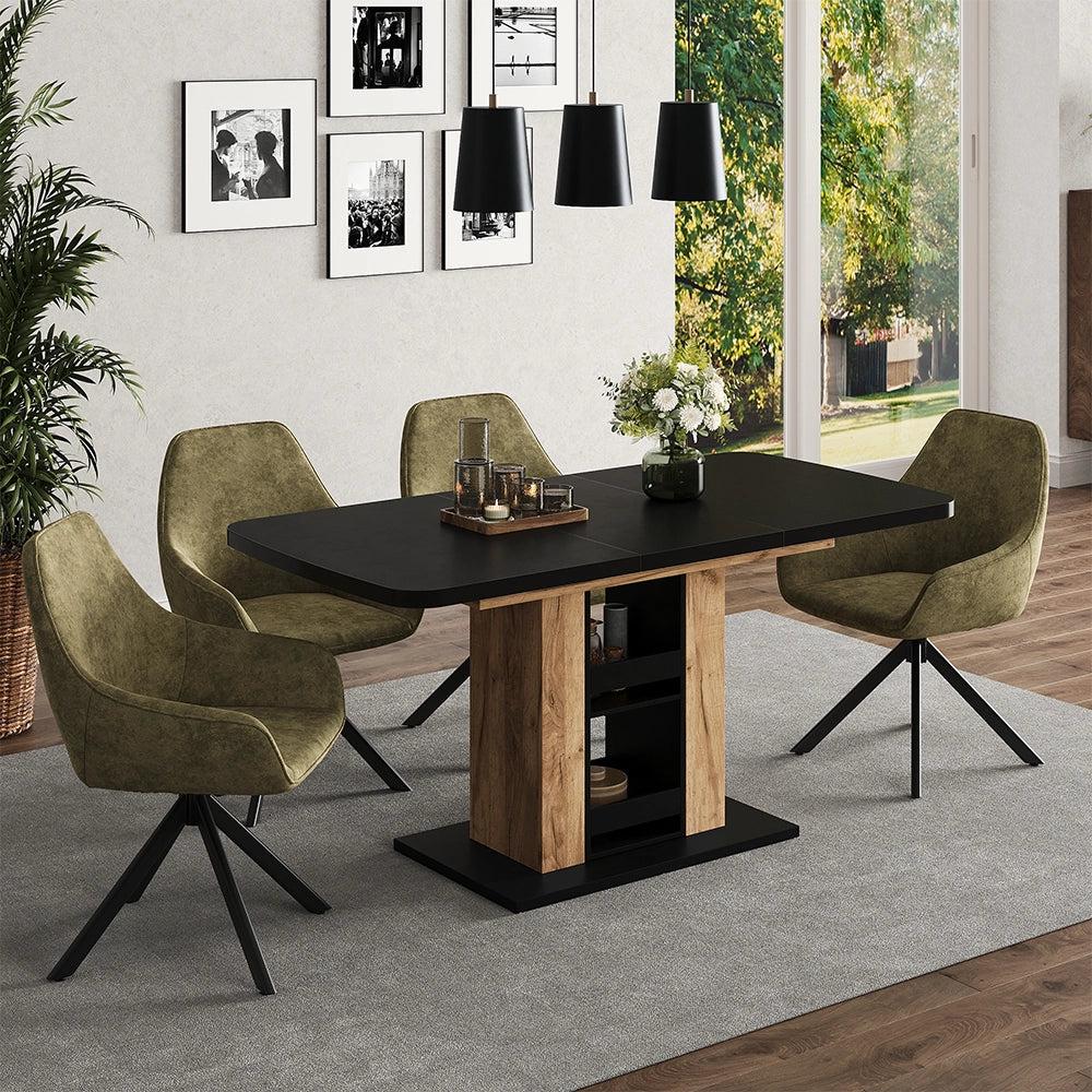 Vicco tavolo da pranzo allungabile Rovere nero/oro 120 x 80 cm