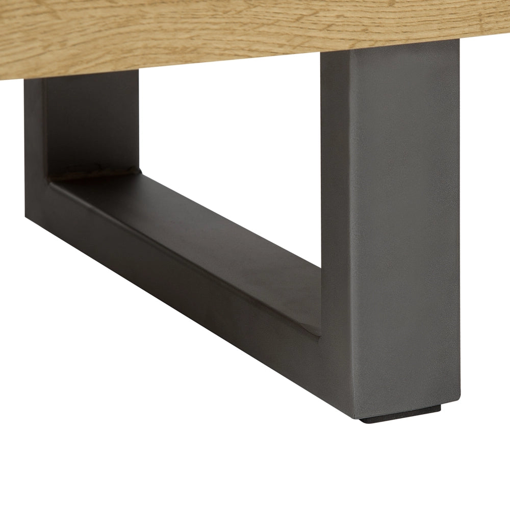 Madia credenza a 2 ante in legno chiaro base in metallo a slitta grigia in alluminio con ripiani Mobile contenitore per la casa industriale
