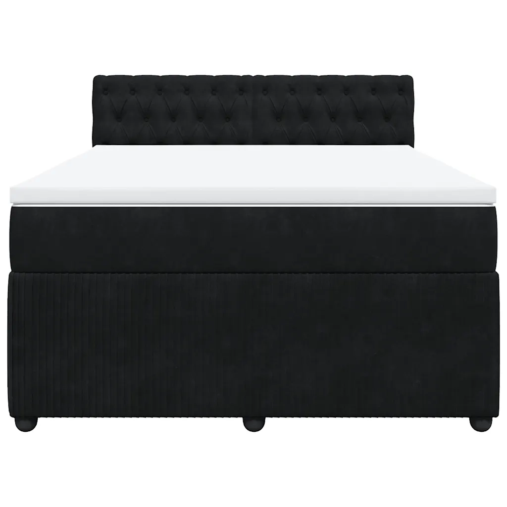 Giroletto a Molle con Materasso Nero 140x190 cm in Velluto