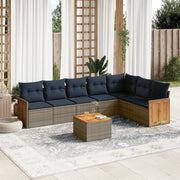 Set Divani da Giardino 8 pz con Cuscini Grigio in Polyrattan 3227720