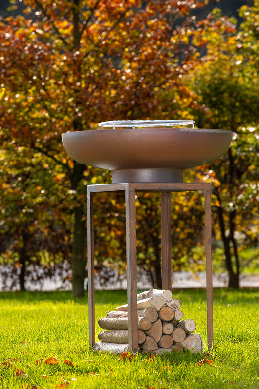 Barbecue a Legna Ø75x97 cm Ara in Acciaio Effetto Ruggine