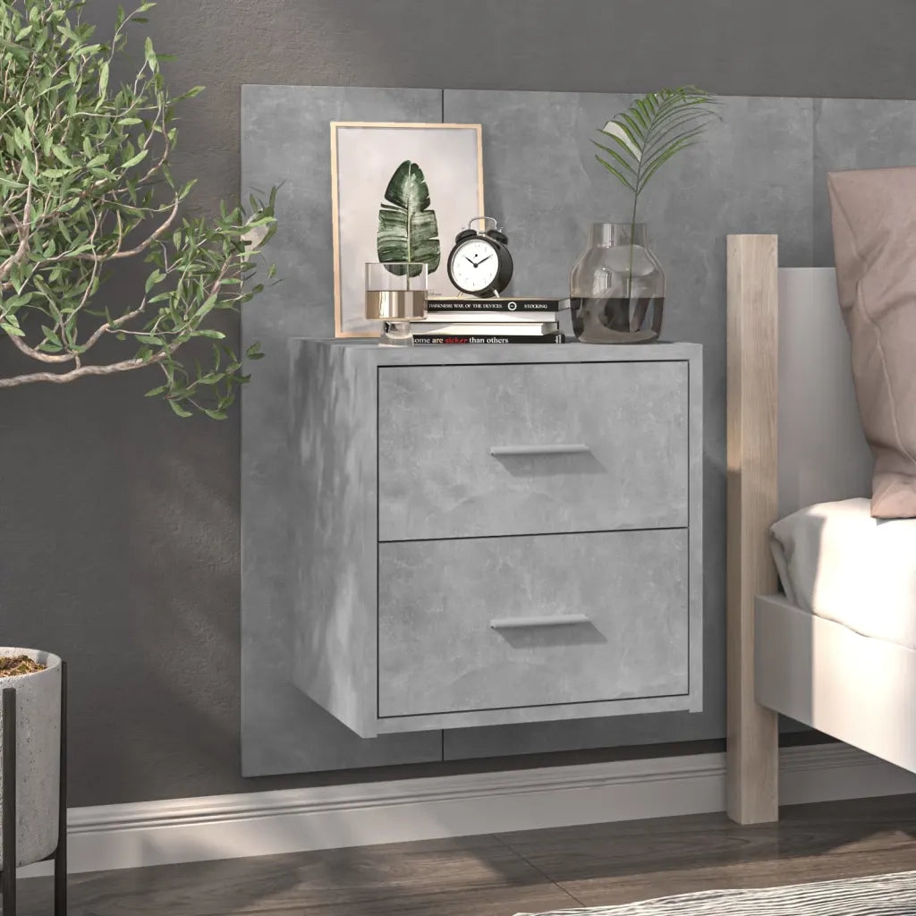 Comodino a Muro-Tavolino da notte sospeso Grigio Cemento 968512