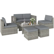 Set Divano Giardino 6 Pezzi in Resina ¨C Zephmum ¨C Grigio 135x66x62 cm