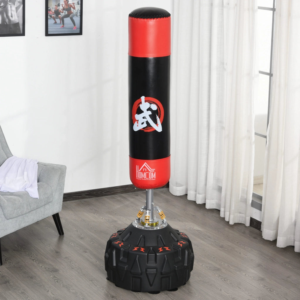 Sacco Boxe con Supporto Autoportante ¨C zephmum ¨C Nero e Rosso 60x60x180 cm