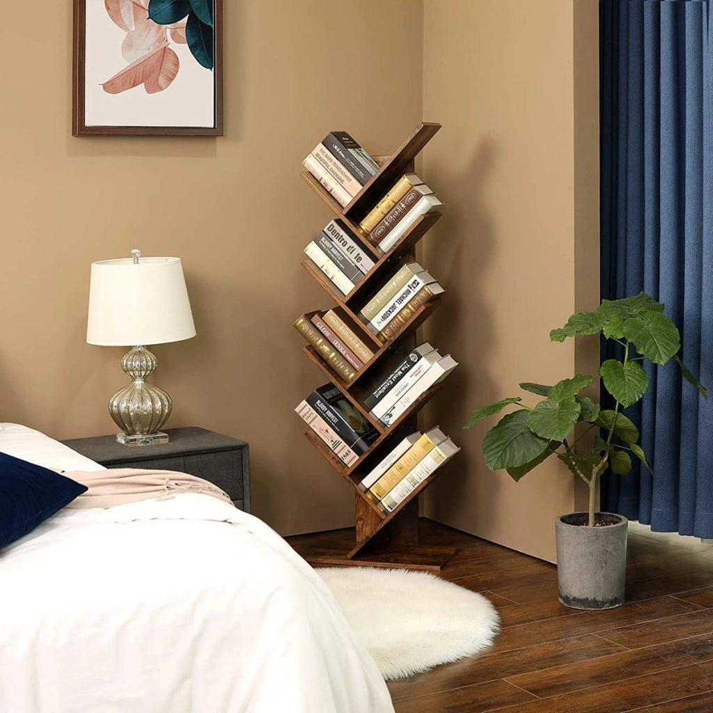 Libreria a Albero Oskar in Legno Rustico con 8 Ripiani
