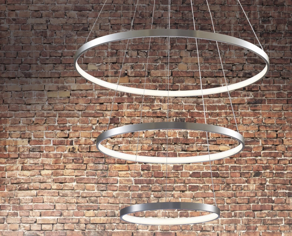 Lampadario LED 60W 4000K 3 anelli nichel Ø80cm Polux