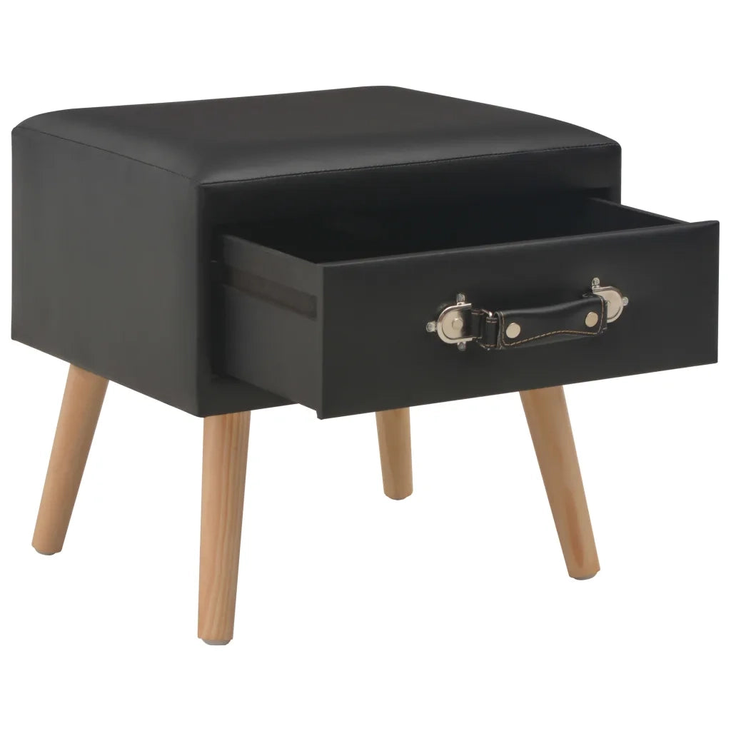 Set di 2 Comodini | Armadio da Notte | Mobiletto da notte Neri 40x35x40 cm in Similpelle