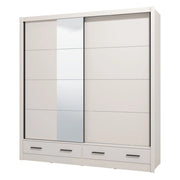 Armadio Camera da Letto Copala, Guardaroba 2 Ante 4 Ripiani, 205x216h cm Bianco Crema
