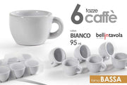 Set 6 Tazzine Tazze da Caffe' Bar Basse in Ceramica Bianche
