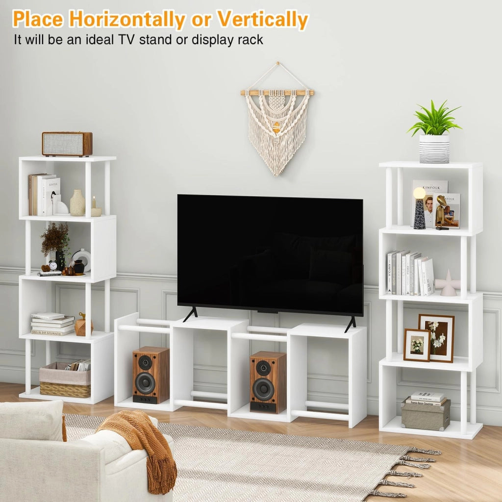 Libreria Scaffale a 5 Livelli, S, Moderno, Scaffali Espositivi in Metallo per Soggiorno, Camera Da Letto, Ufficio, Bianco WBC015W