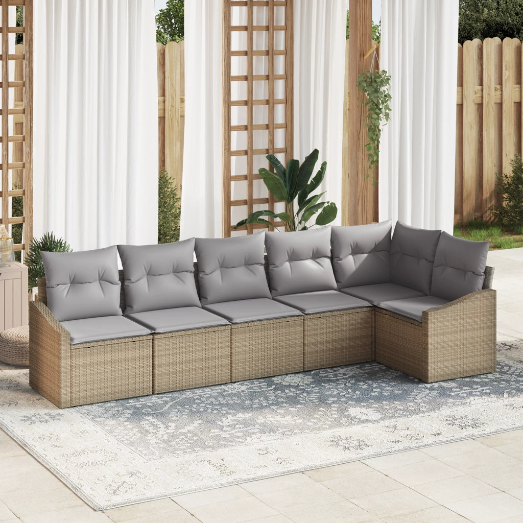 Set di divani da giardino 6 pezzi con cuscini Beige PE Rattan