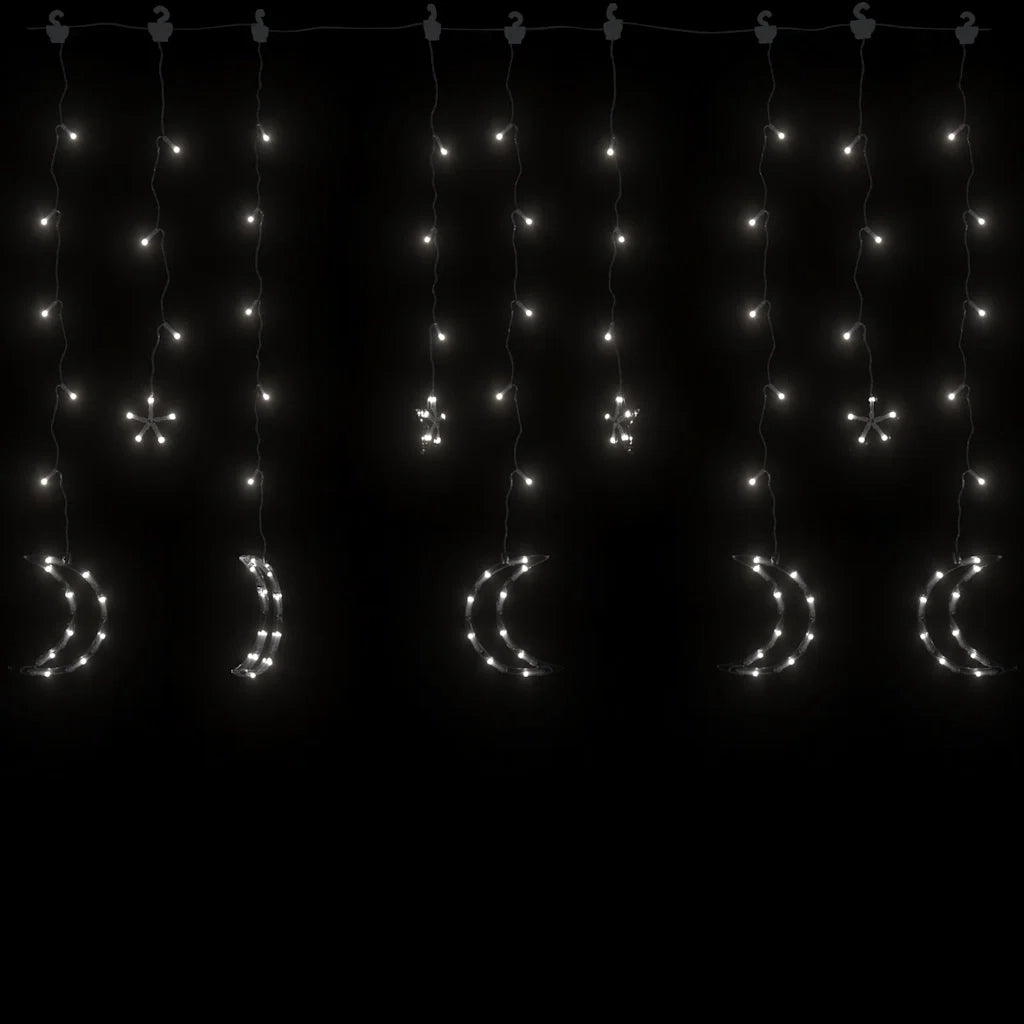 Luci Fatate Stella e Luna con Telecomando 138 LED Bianco Freddo CFW7426785
