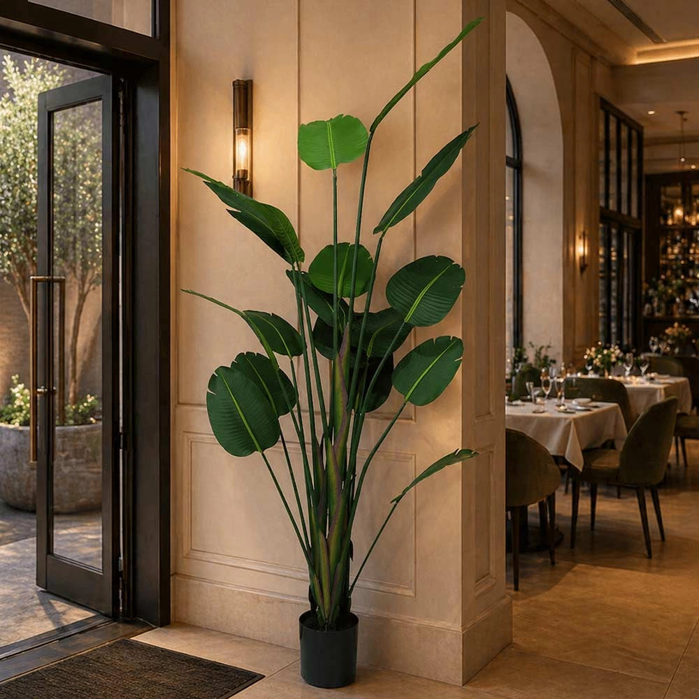 Strelitzia Artificiale con vaso pianta finta realistica decorativa h 210 cm