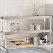 Ripiano per Tavolo da Lavoro 2 Piani 110x30x65 cm Acciaio Inox 376449