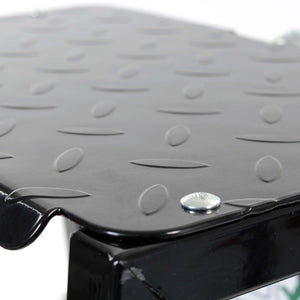 Sgabello da officina con ruote e scaletta, carrello e scaltte 2in1, portata 160 kg, sgabello da meccanico con portaoggetti e scalino