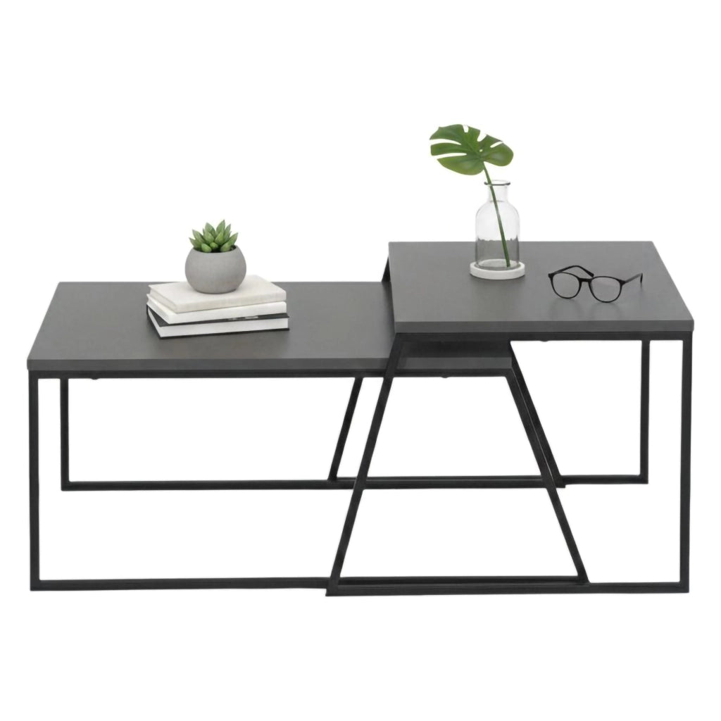 Menkent, Tavolino da Salotto Portariviste, 50x88x38h cm Nero