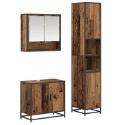 Set di mobili per il Bagno | Armadio da bagno con lo scaffale 3 pz Legno vecchio