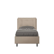 Letto imbottito Singolo 80x190 cm Annalisa - Similpelle,Tortora,Con rete