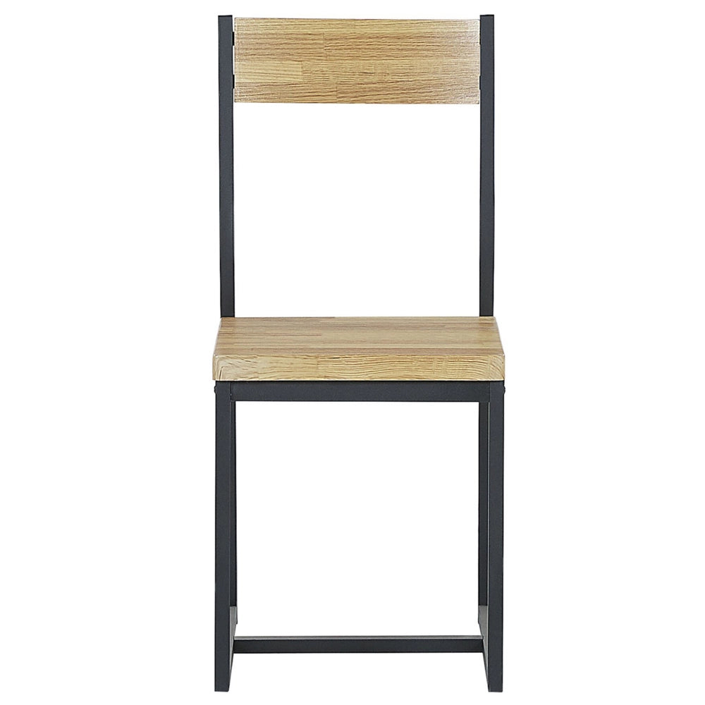 Set da pranzo Piano in legno chiaro Struttura in acciaio Nero Tavolo rettangolare 110 x 70 cm 4 posti con 2 sedie e panca