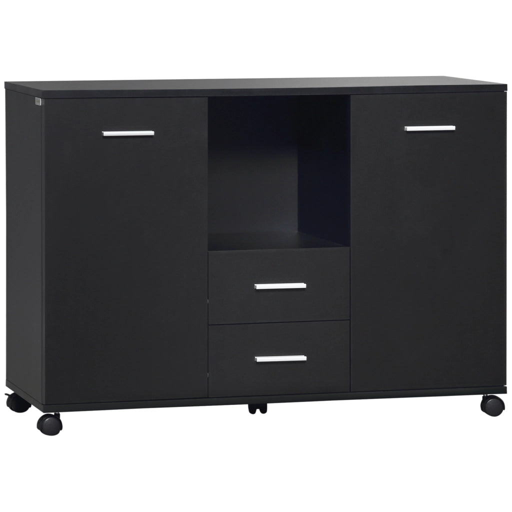 Cassettiera a rotelle per ufficio ¨C zephmum ¨C nero, legno, 100x40x71cm
