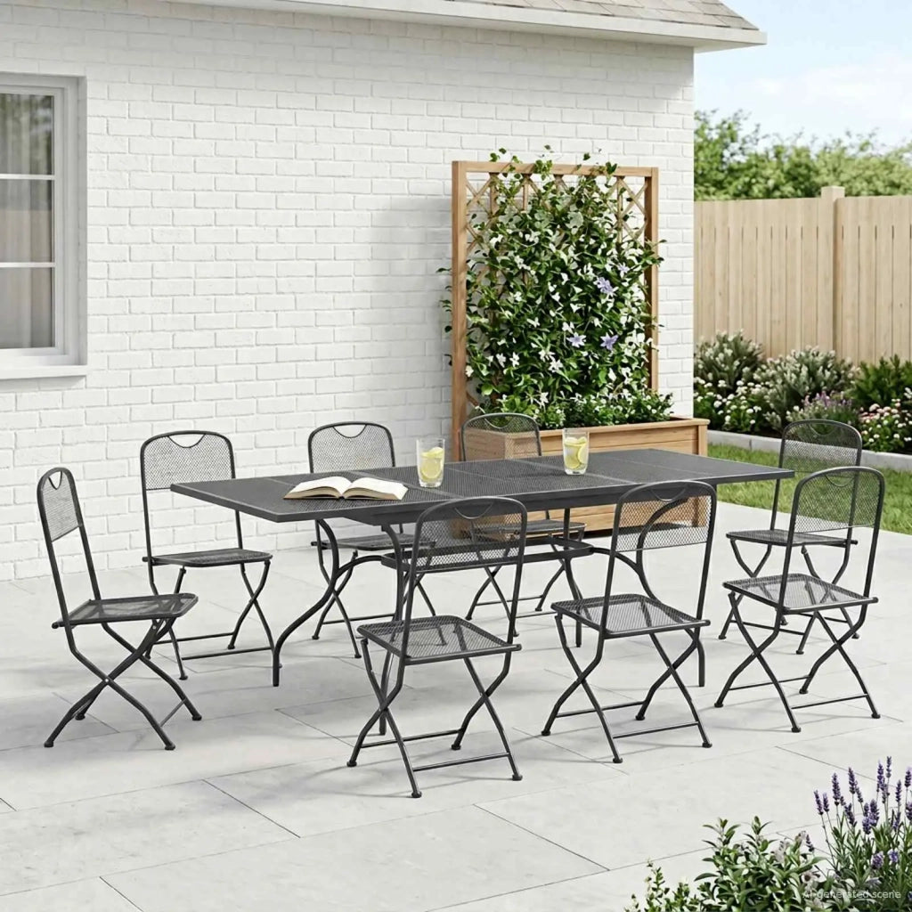 Set da Pranzo per Giardino 9 pcs Antracite 212 x 90 x 76 cm 3429147