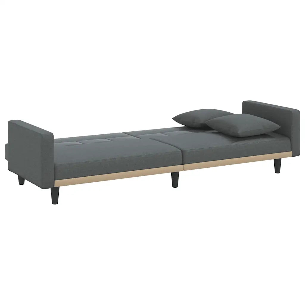 Divano Letto con Cuscini Grigio Scuro in Tessuto 351876