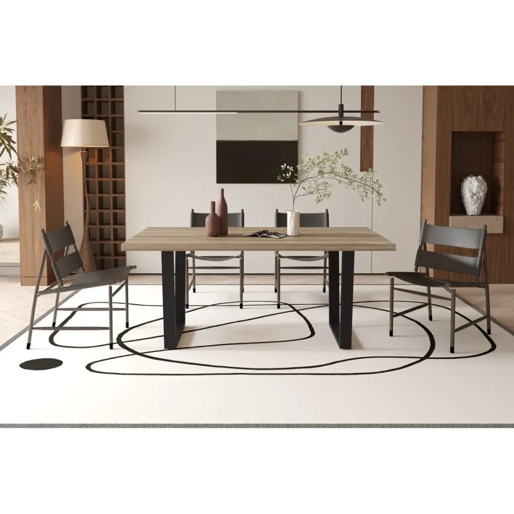 Tavolo da pranzo ALTONIA – 180x90 cm – Effetto legno di mango – Gambe in metallo – Design industriale e accogliente