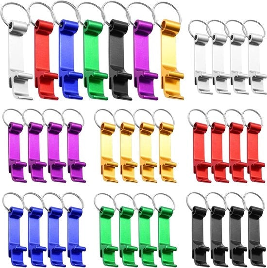 Set di 35 apribottiglie con anello di chiave, apribottiglie con uncino in alluminio con tasca apribottiglie con anello di chiave per bottiglie di birra, 7 colori