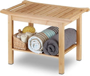 Bancone da bagno in bambù - Sedia per scarpe e asciugamani - Dimensioni: 45 x 66 x 40 cm - Mobili da bagno naturali