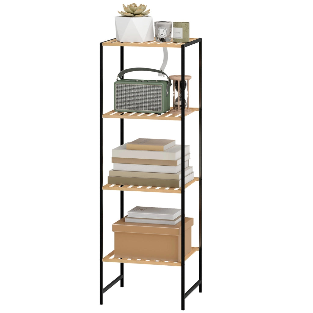 Libreria in bamb¨´ e acciaio con 4 ripiani ¨C zephmum ¨C 36.5x33x110 cm, colore naturale