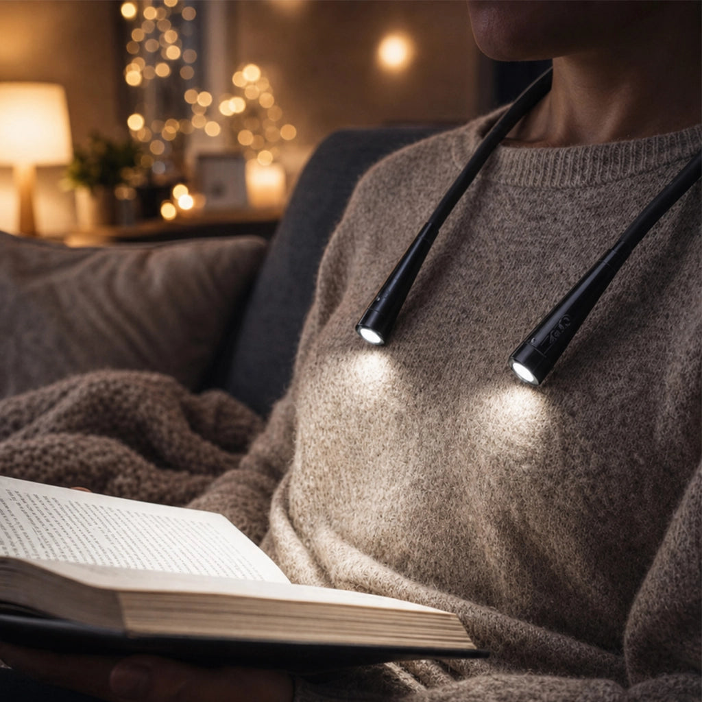 Lampada da Lettura Ricaricabile con Girocollo e Bracci Flessibili a LED Nero Partel