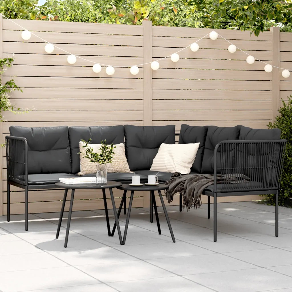 vidaXL Divano Giardino con Cuscini Forma a L Nero Acciaio e Textilene