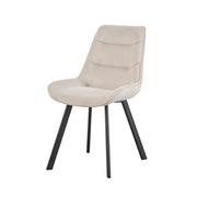 Sedia da pranzo LOLA – Velluto a coste sabbia – Piedi in metallo nero – Stile design / industriale