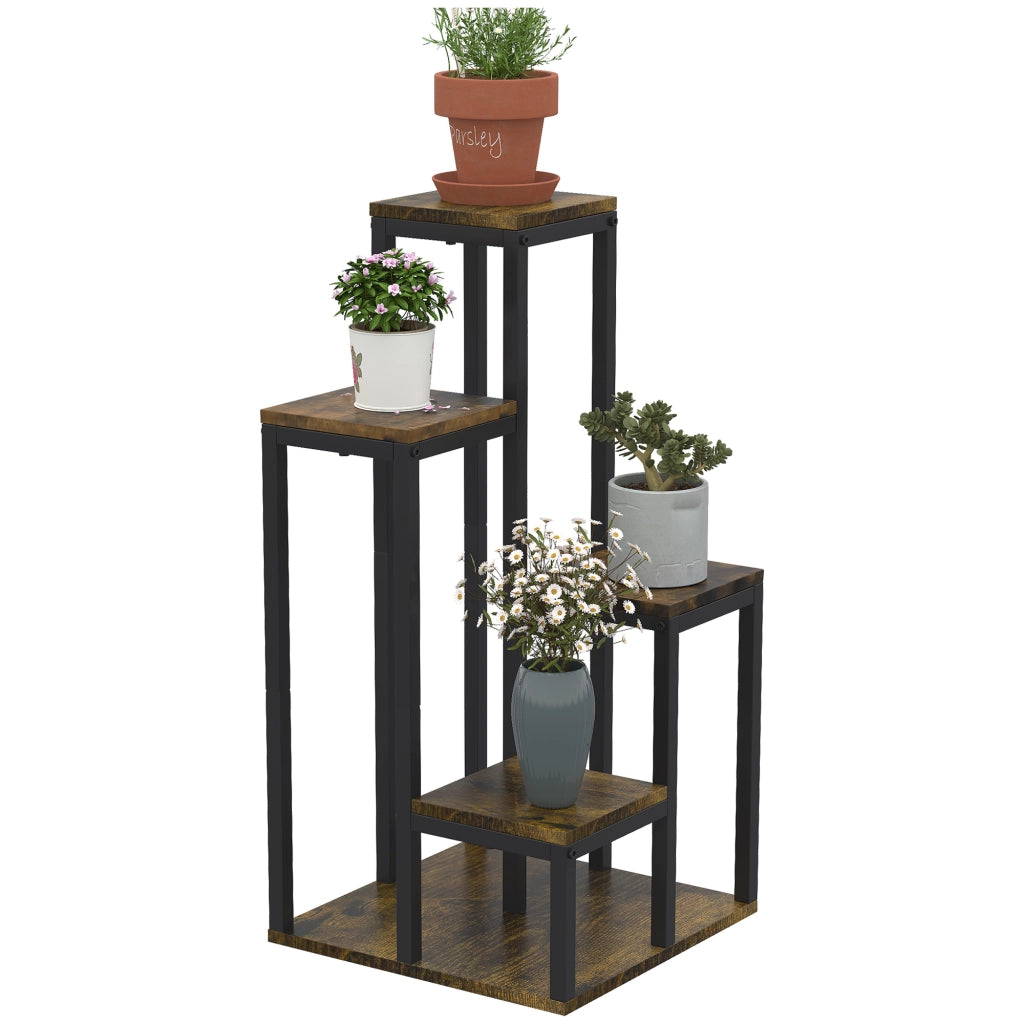 Tavolino 4 Livelli con Fioriere ¨C zephmum ¨C 40x40x81 Marrone
