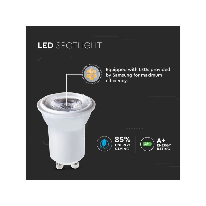 Lampadina LED Mini GU10 35mm 2W, 38°, Satinata SMD, Disponibili 3000K, 4000K, 6500K (Bianco Neutro 4000K)