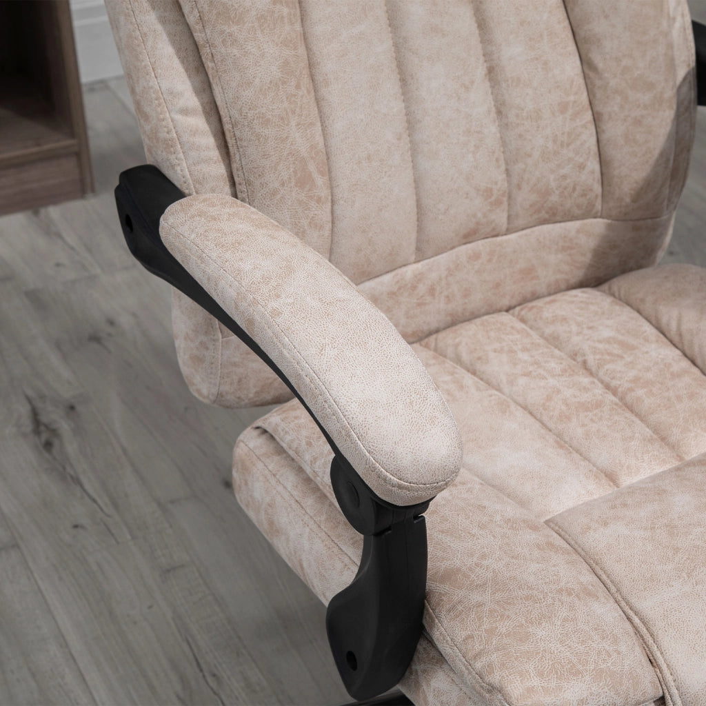 Sedia da ufficio girevole reclinabile con schienale alto poggiapiedi e altezza regolabile in microfibra beige