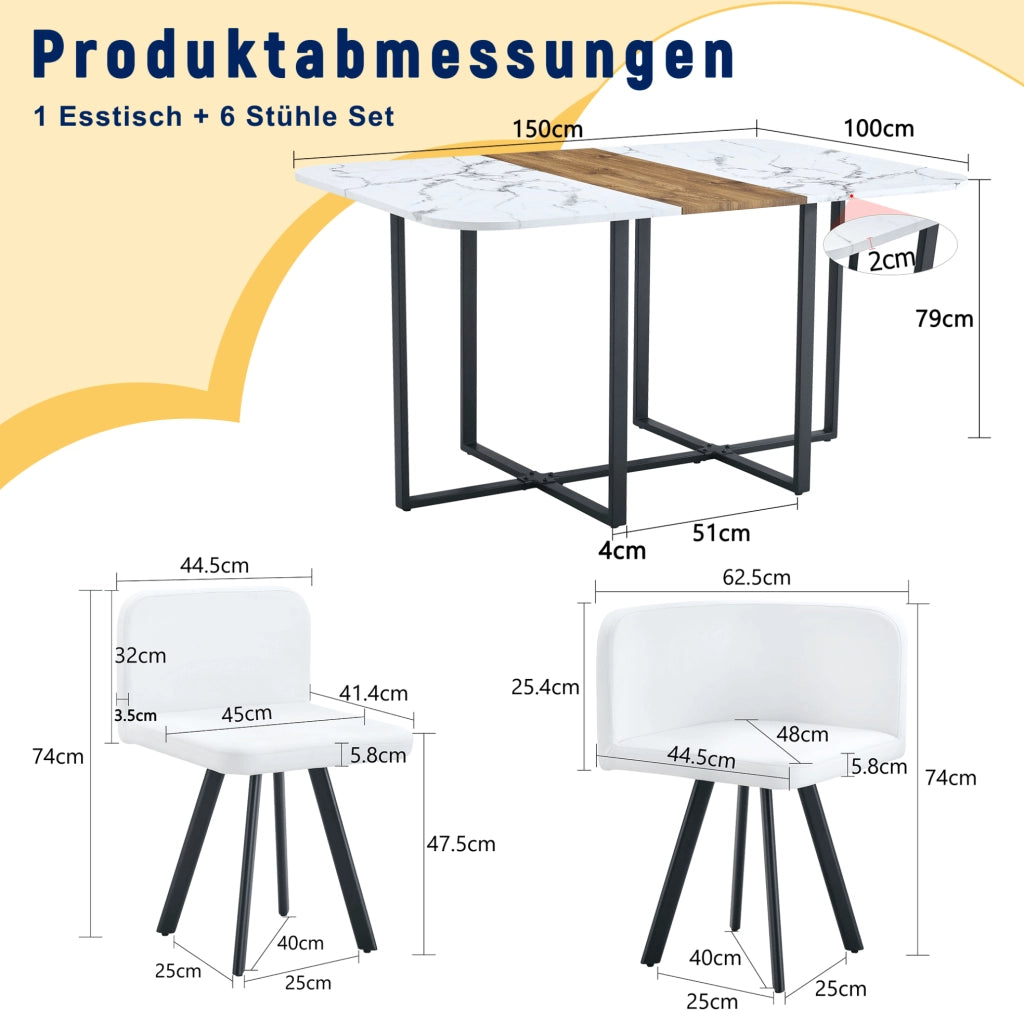 Set da pranzo con tavolo estensibile e sedie; MDF e metallo nero