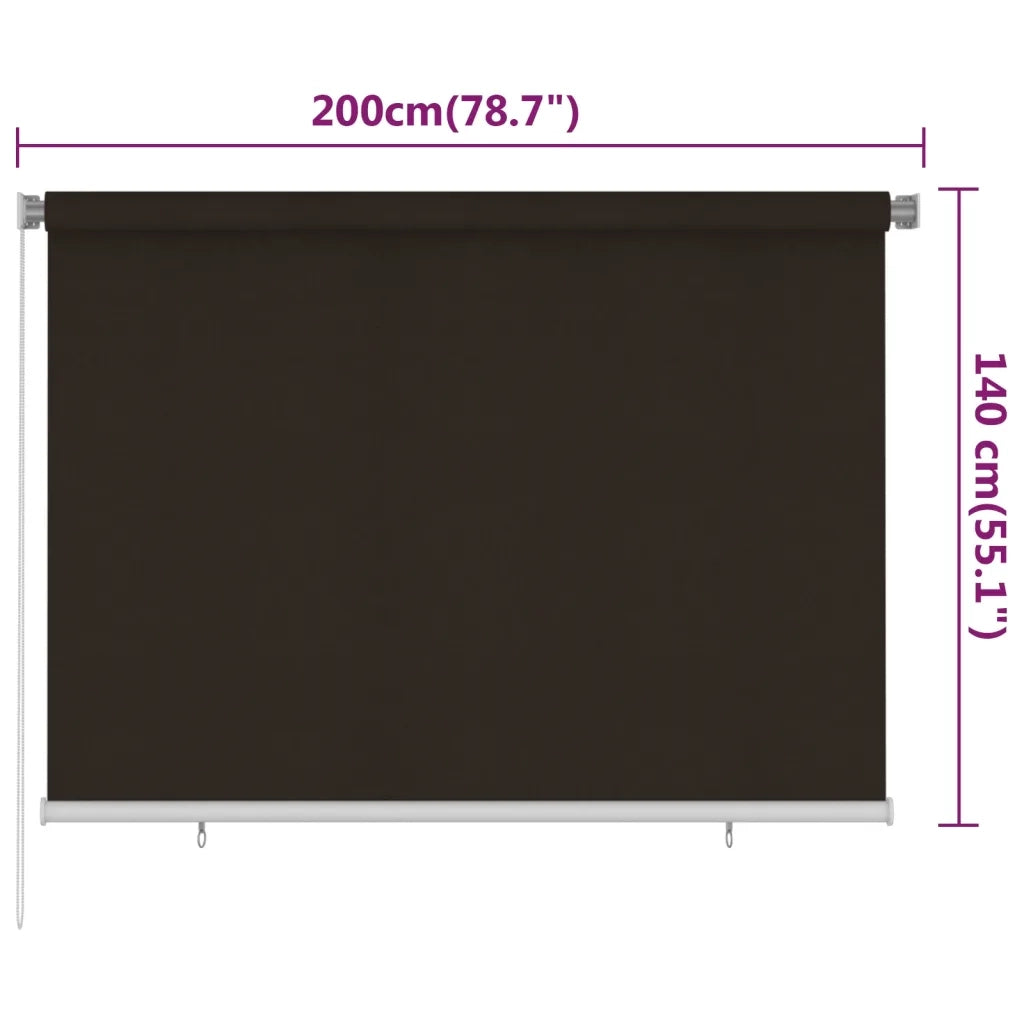 vidaXL Tenda a Rullo per Esterni 200x140 cm Marrone HDPE