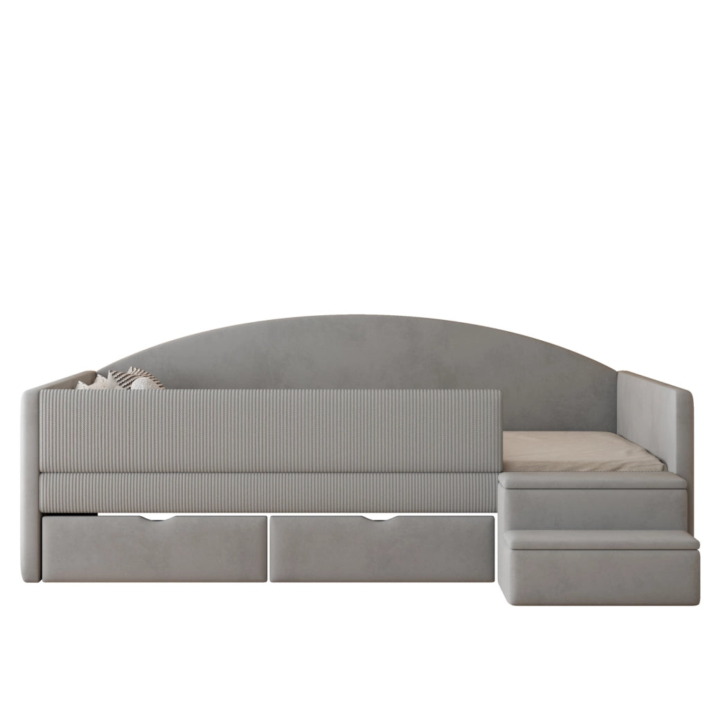 Letto imbottito per bambini 90x190 cm con cassetti