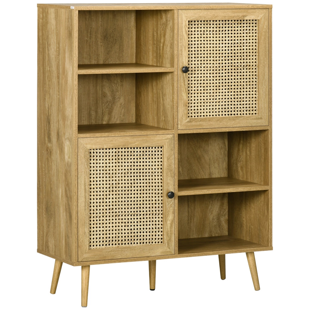 Credenza 2 ante effetto legno e cannage ¨C Xylo ¨C 90x32.5x120 cm