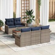 Set Divano da Giardino con cuscino 6 pcs Grigio polyrattan