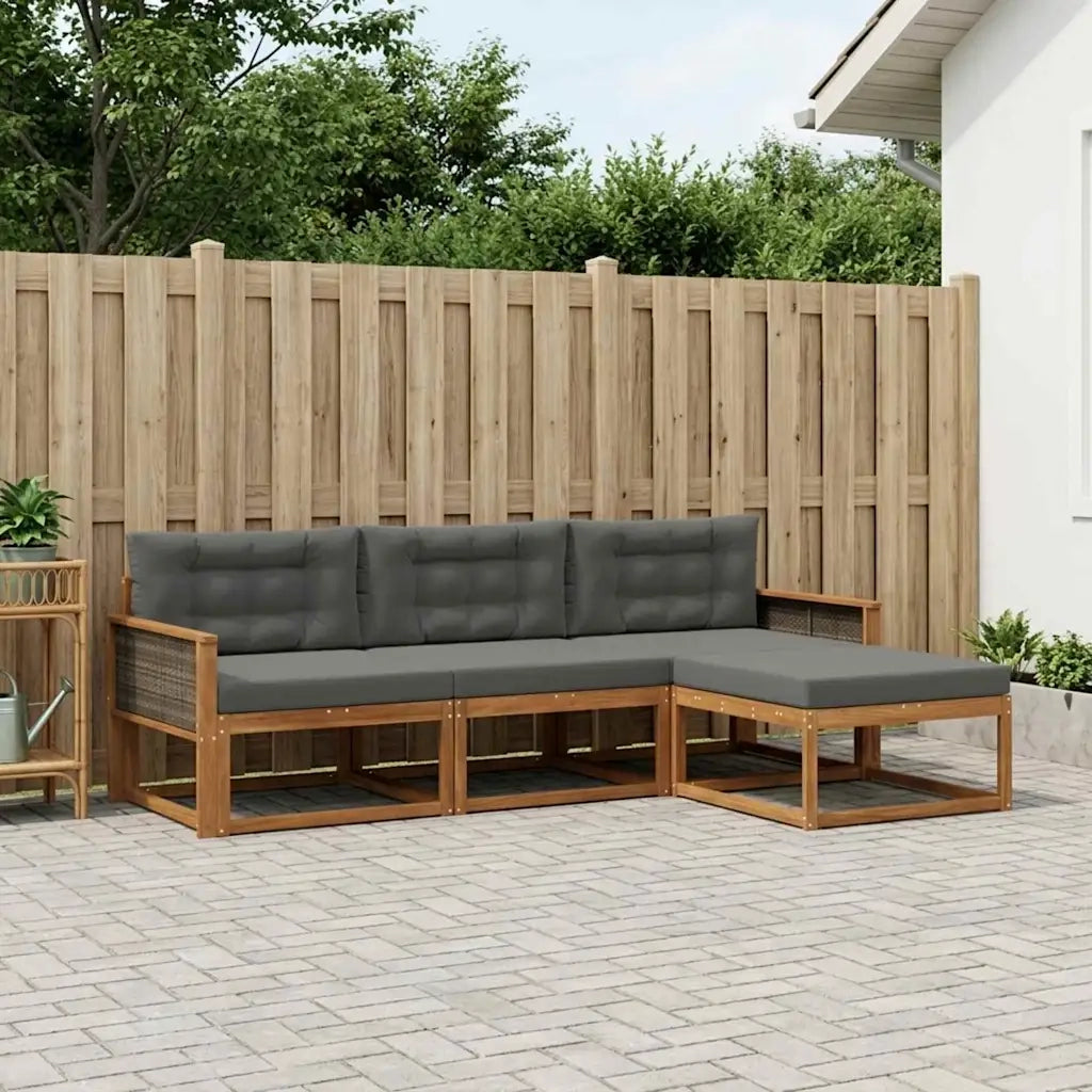 Set di divani da esterno con cuscino 4 pcs Naturale e Antracite