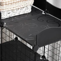 Recinto per Animali Domestici Modulabile e Multilivello con Rampa e 2 Porte in Acciaio e PP, 105x70x116 cm, Nero