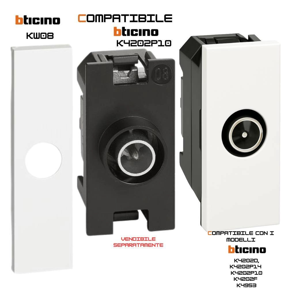 Bticino living now cover per presa tv e falso polo 1 modulo *** colore bianco, confezione 1